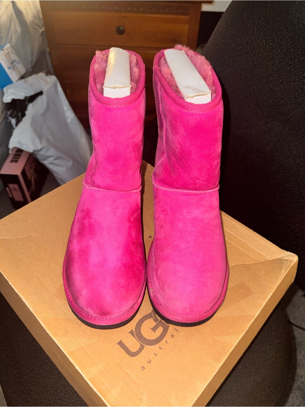 UGG Mid-Calf Suede Booties in Hot Pink